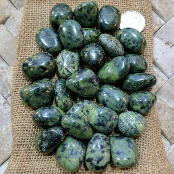 580 Grams Beautiful Green Nephrite on sale Jade Tumbles 2 Pieces