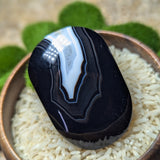 Black Onyx & Quartz Palm Stones~CRBOQPS2