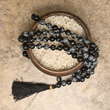 Snowflake Obsidian Mala Beads~JMALASOB