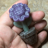 Potted Lepidolite Flower Carving~CREMFLEP