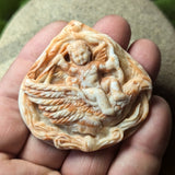 "Red Malachite" Cupid & Bird Carving~CRCRV096