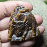 Tiger Eye "Running with the Bulls" Carving~CRCRV116