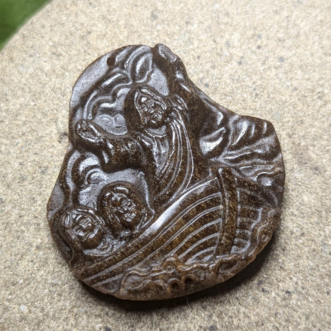 Tiger Eye "Fishers of Men" Carving~CRCRV103