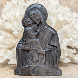 Silver Sheen Obsidian Mother Mary & Jesus Carving~CRMMJOBC