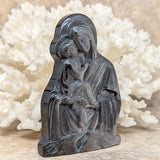 Silver Sheen Obsidian Mother Mary & Jesus Carving~CRMMJOBC