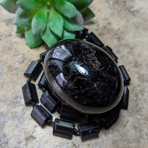 Black Tourmaline Palm Stone~CRBTPS07