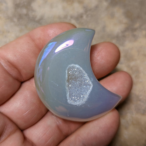 Angel Aura Druzy Agate Moon~CRADAM07