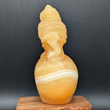 Yellow Calcite "Owl on Skull" Carving~CRYCOOSC