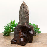 Lodolite Quartz Crystal in Wood Branch Stand~CRQCWS22