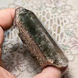 Lodolite Quartz Crystal in Wood Branch Stand~CRQCWS22