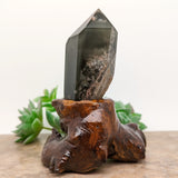 Lodolite Quartz Crystal in Wood Branch Stand~CRQCWS23