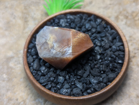 Black Hematitic Sunstone Faceted Gem~CRBHSG02